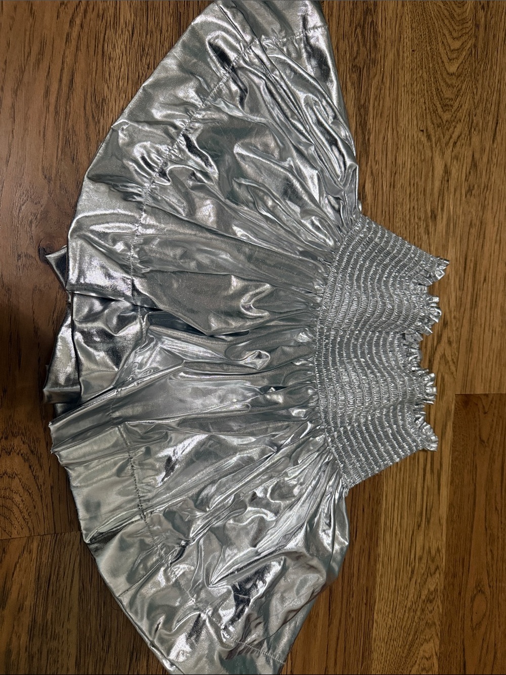 QUEEN OF SPARKLES Metallic Silver Smoked Swing Shorts XS Game Day